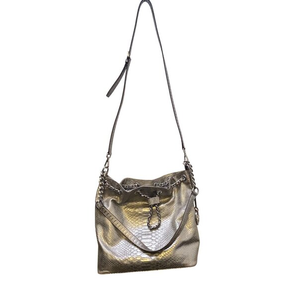 Michael Kors Metallic Snake Print Shoulder Bag With Chain Strap - Picture 7 of 7